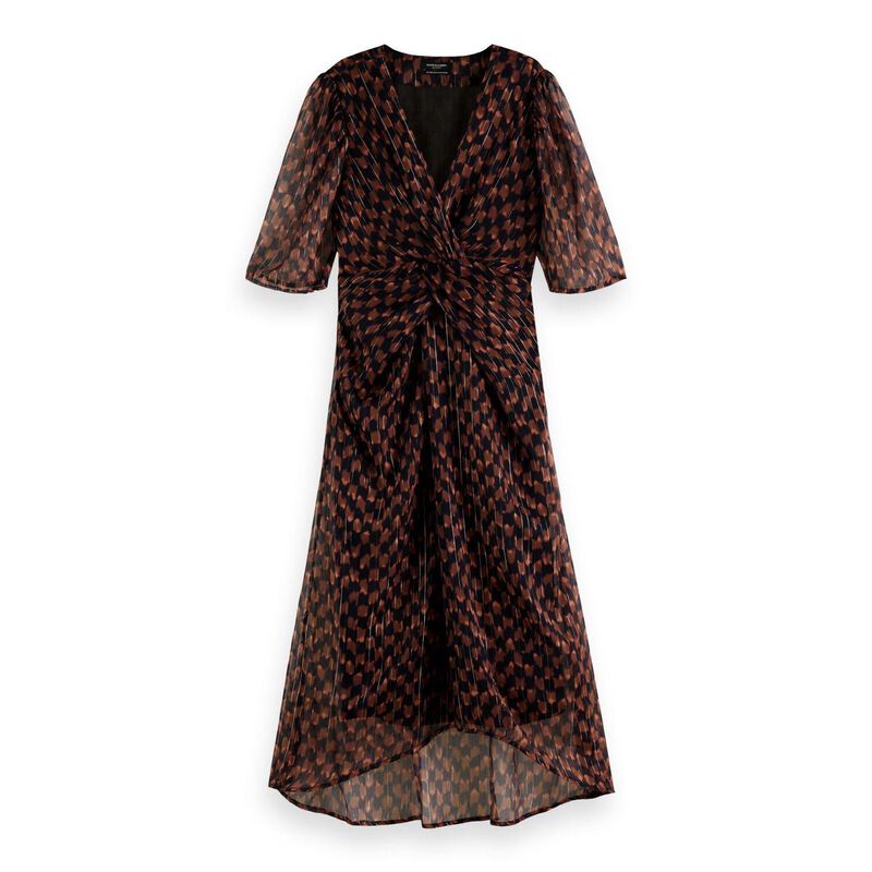 Scotch & Soda Midi Dress With Draped Knot Detail And Lurex image number 0